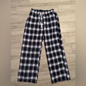 Blue Plaid Lounge Pajama Pants with Drawstring